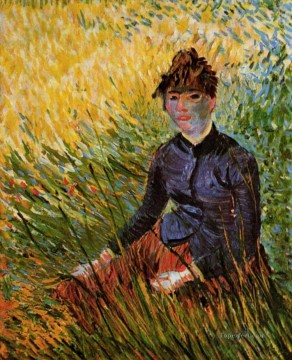 Mujer sentada en la hierba Vincent van Gogh Pinturas al óleo